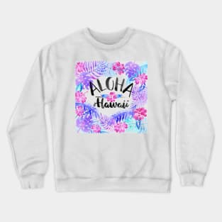 Aloha Hawaii Tropical Fern Watercolor Crewneck Sweatshirt